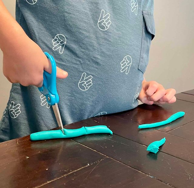 Scissor Skills Practice with Play Dough