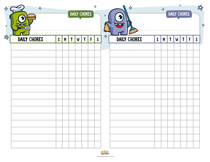 chore chart for two kids