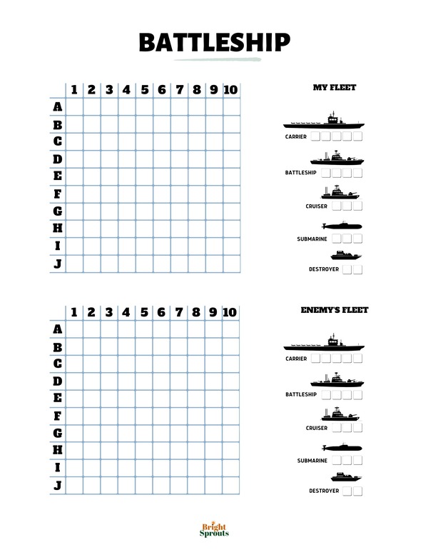 Battleship game printable
