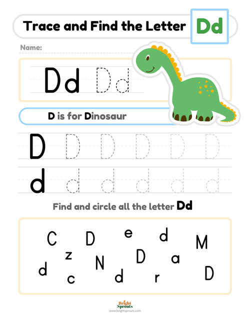 Letter D Worksheets: D Tracing and Coloring Pages
